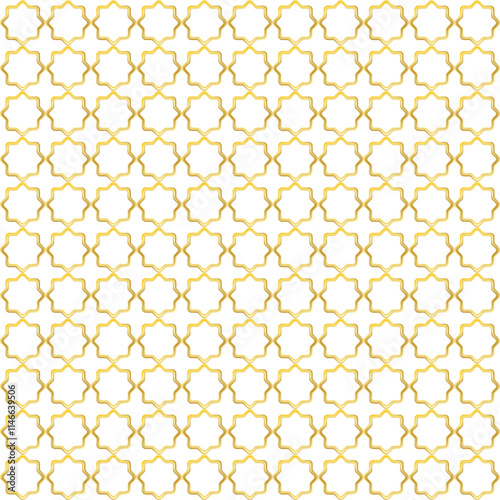 3D golden islamic seamless pattern. Vector illustration arabic ornament for background, wallpaper and backdrop pattern.
