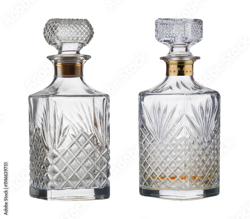 Elegant crystal decanters showcasing refined design and craftsmanship. photo