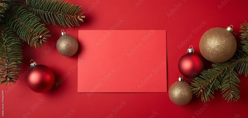 Greeting card mock up with Christmas ornaments with Christmas background Greeting card with christmas balls and pine tree 1 Greeting card mock up with Christmas ornaments with Christmas background Greeting card with christmas balls and pine tree 1