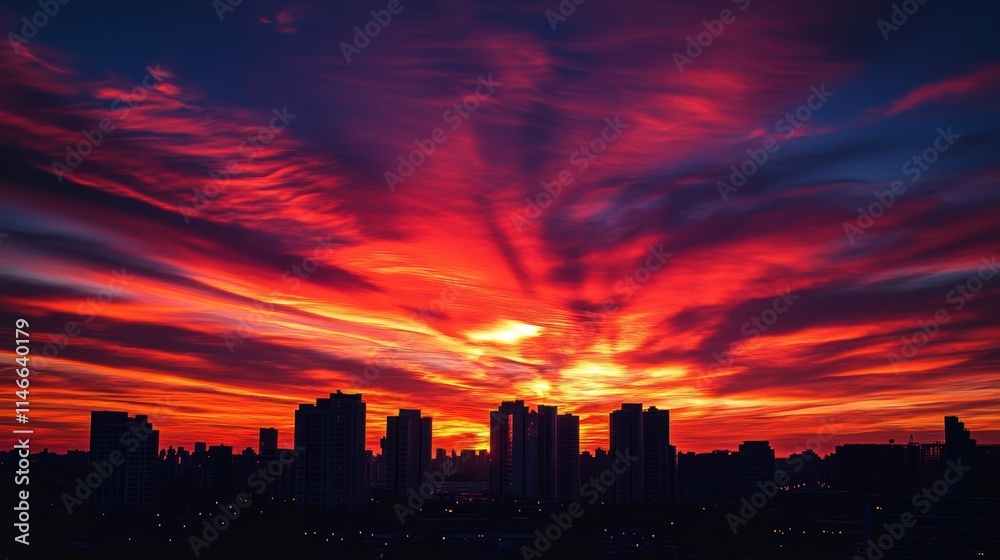 Fototapeta premium fiery cityscape sunset