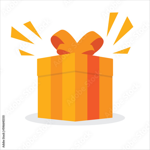 Yellow orange surprise gift box with ribbon for birthday gift celebration concept stock illustration