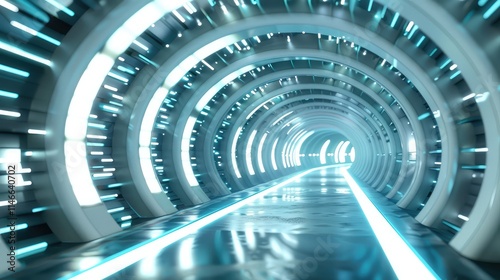 Futuristic Sci-Fi Tunnel with Neon Lights