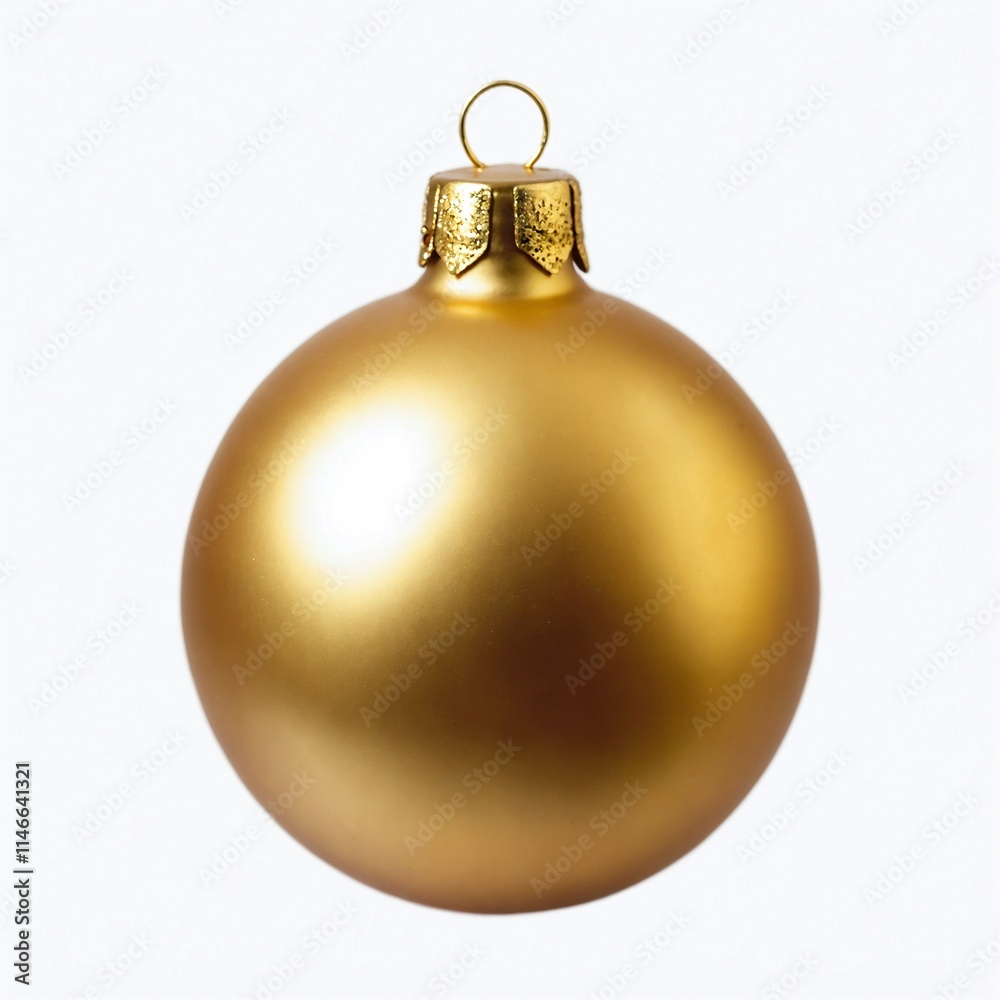 gold Christmas ornament ball with a reflective surface and gold cap gold Christmas ornament ball with a reflective surface and gold cap