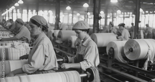 Historic Textile Factory Workers photo