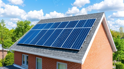 Wallpaper Mural House roof installations of photovoltaic modules for sustainable energy production. Torontodigital.ca