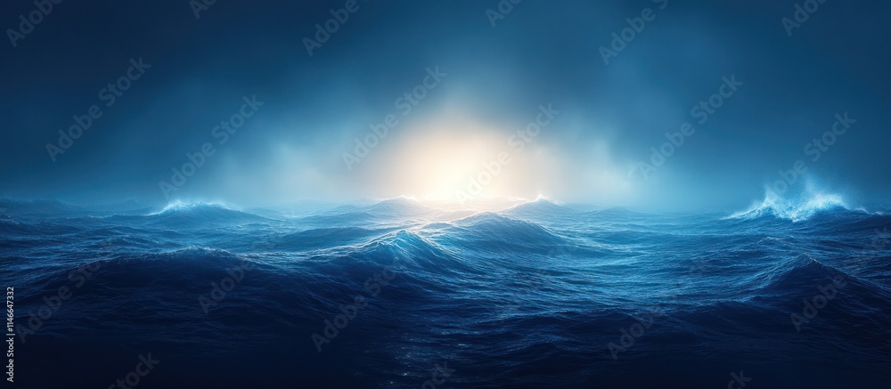 Dramatic ocean waves at sunset, dark blue sea. Dramatic ocean waves at sunset, dark blue sea.