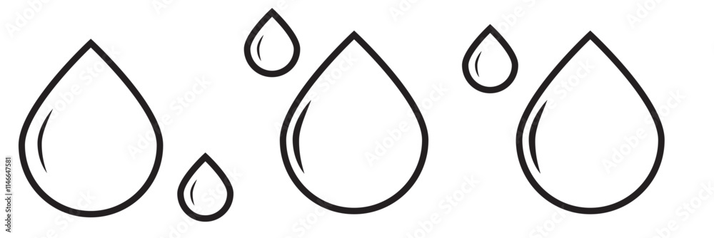 Water drop icon set. Blue water drops set. Water or oil drop in flat style Isolated on white background Water drop icon set. Blue water drops set. Water or oil drop in flat style Isolated on white background