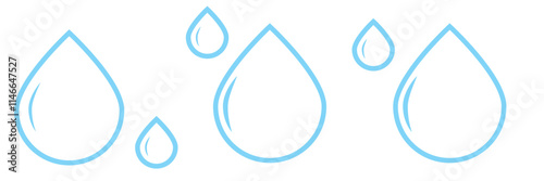 Water drop icon set. Blue water drops set. Water or oil drop in flat style Isolated on white background