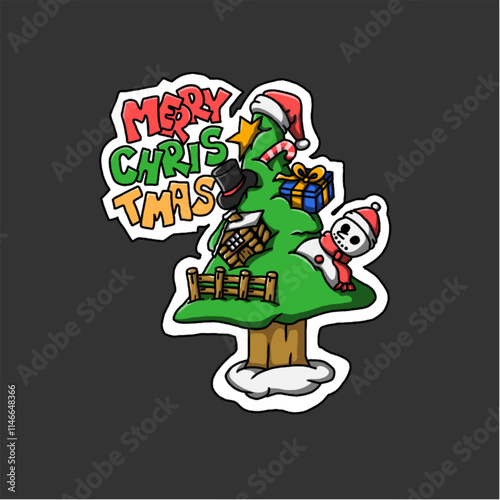 vector christmas tree sticker.EPS