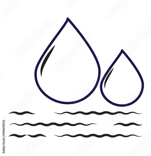 Water drop icon set. Flat droplet logo shapes collection