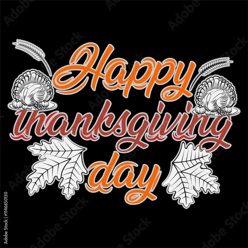 Thanksgiving day typography t shirt design template. photo