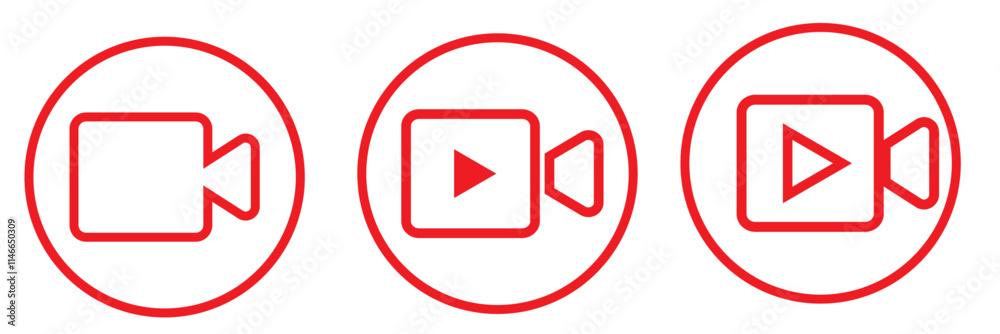 Vector icon of a video camera, representing media, recording, and film themes. Simple black and white design. Editable stroke. Vector icon of a video camera, representing media, recording, and film themes. Simple black and white design. Editable stroke.
