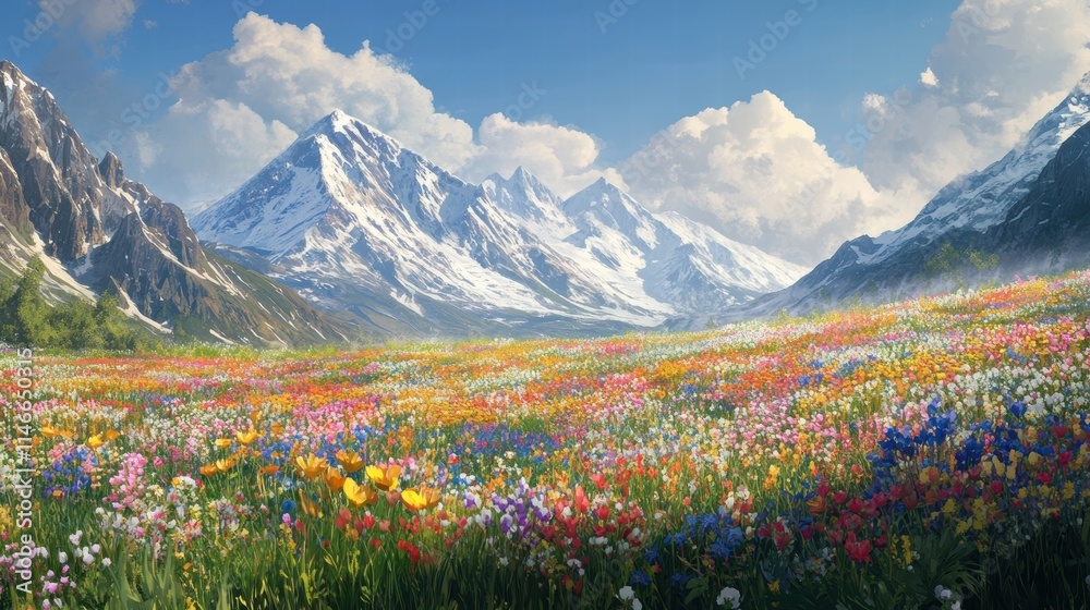Fototapeta premium vibrant wildflower meadow in the majestic alps