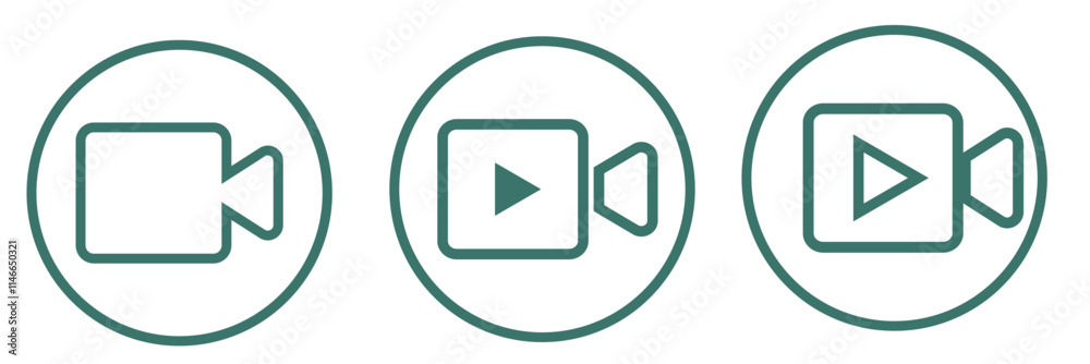 Vector icon of a video camera, representing media, recording, and film themes. Simple black and white design. Editable stroke. Vector icon of a video camera, representing media, recording, and film themes. Simple black and white design. Editable stroke.