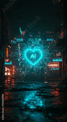Neon heart symbol with 
