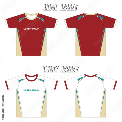 retro style jersey design template with cut and sew fabric apparel