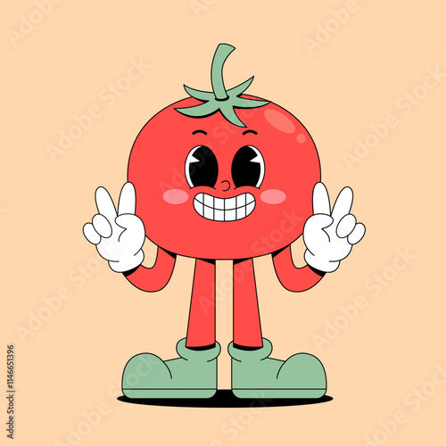Retro cartoon tomato mascot