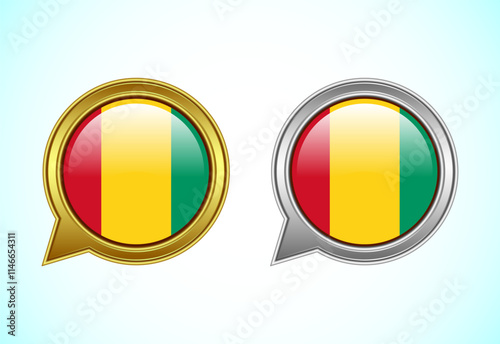 Guinea flag speech bubble. Speaking flag icon in gold and silver color Free Download Guinea flag speech bubble. Speaking flag icon in gold and silver color - GFXLoad