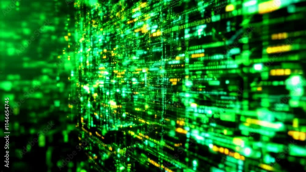 Digital Matrix Technology Background in Neon Green. Abstract Futuristic Cyberspace Grid Animation. Dynamic Data Flow Visualization for Technology, AI, and Network Concepts Digital Matrix Technology Background in Neon Green. Abstract Futuristic Cyberspace Grid Animation. Dynamic Data Flow Visualization for Technology, AI, and Network Concepts