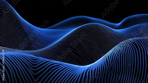 abstract blue wave background digital art technology data visual