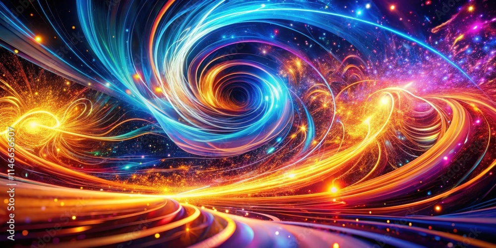 Obraz premium A Cosmic Dance of Light and Color, Swirling Through a Starry Expanse, Creating a Hypnotic Visual Symphony