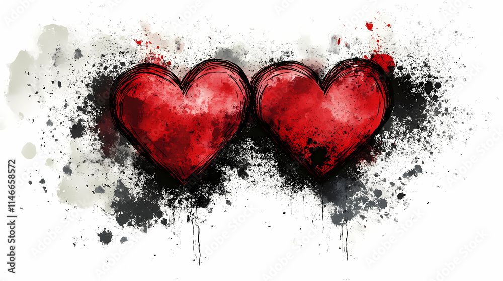 Love-Themed Art Featuring Hearts, Flowers, and a Couple Love-Themed Art Featuring Hearts, Flowers, and a Couple