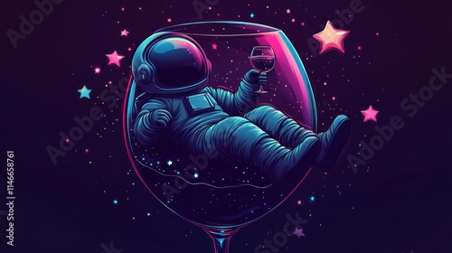 Wallpaper Mural An astronaut relaxing in a wine glass amidst a starry background. Torontodigital.ca