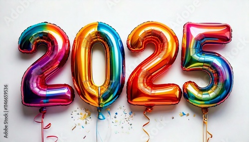 New Year 2025, Balloon numbers, Bright, Colorful, Background