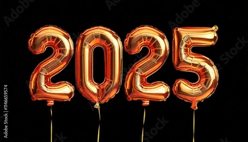 New Year 2025, Balloon Numbers, 3d Graphic, Party