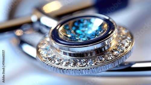 Close-up of a jeweled stethoscope chestpiece. photo