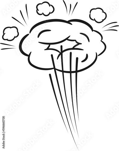 Hand drawn comic explosion cloud expanding with speed lines and smoke puffs. Creating a dynamic visual effect suitable for cartoons. Graphic novels. Or any project needing a touch of explosive action