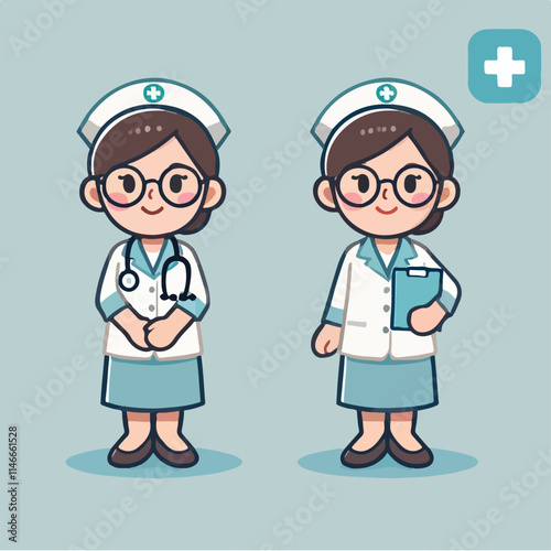 vector of smiling midwife character