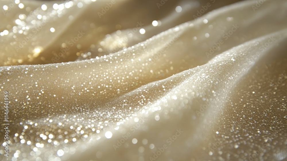 Glittering fabric, softly draped, light reflects. Glittering fabric, softly draped, light reflects.