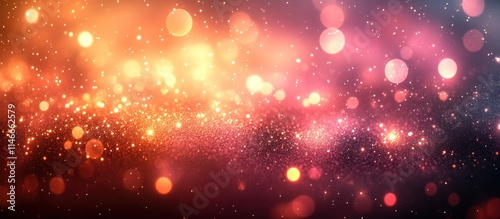 Abstract bokeh background with warm and cool tones, featuring glowing lights and sparkles.