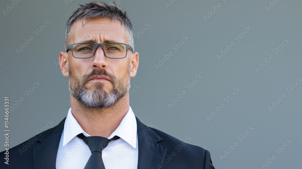 Serious mature businessman in suit and glasses. Serious mature businessman in suit and glasses.