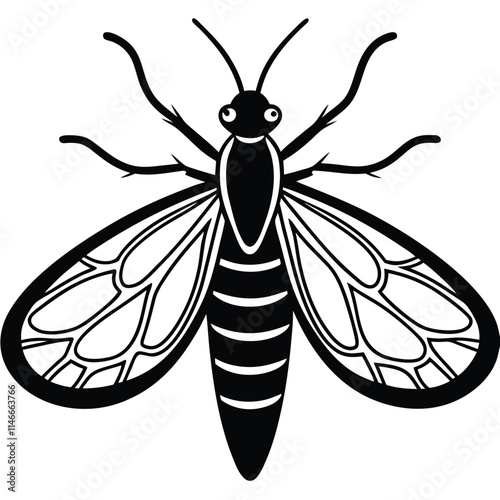 Mayfly insect flat vector illustration on white background