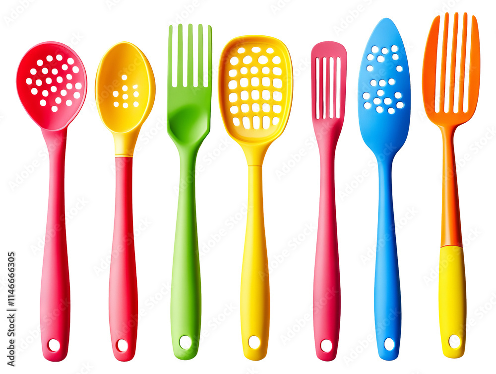Colorful Kitchen Utensils and Tools on Transparent Background Colorful Kitchen Utensils and Tools on Transparent Background