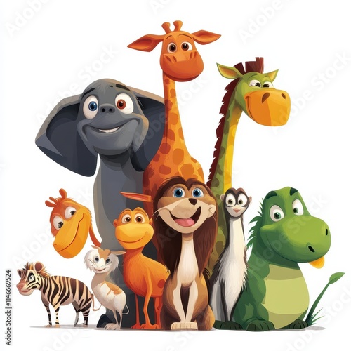 Wallpaper Mural Adorable Cartoon Animals Grouped Together In A Friendly Pose Torontodigital.ca