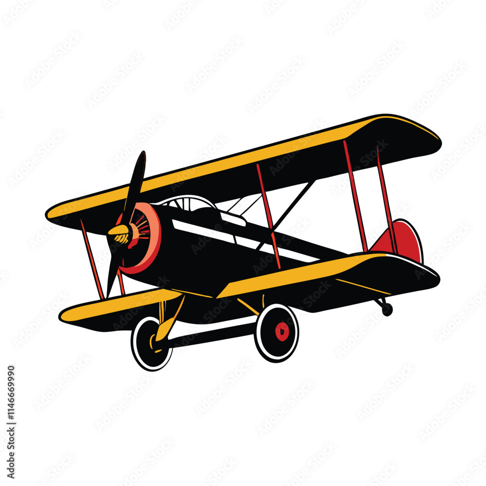 a black and red illustration of an old biplane. a black and red illustration of an old biplane.