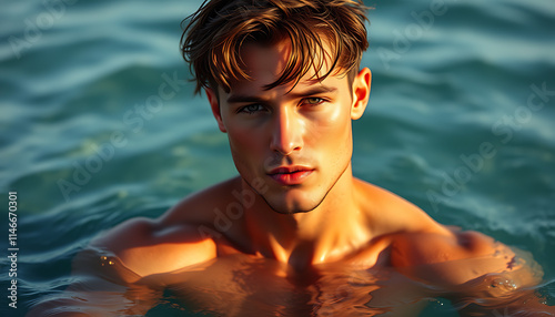 a hot man in the pool