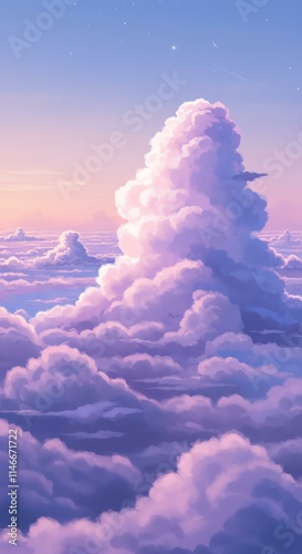 Dreamy Purple Sunset Cloudscape Aerial View Serenity Peace