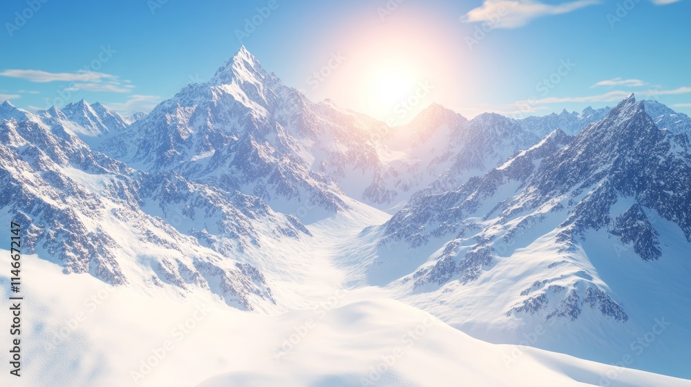 Serene Winter Mountain Panorama at Sunrise Serene Winter Mountain Panorama at Sunrise