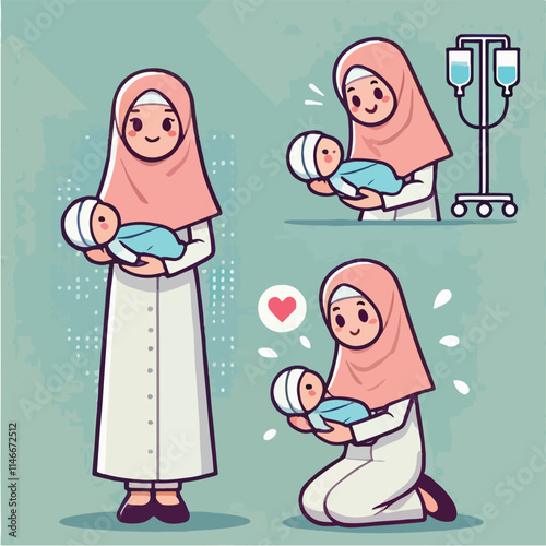 vector of smiling midwife character