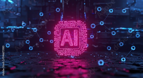 AI Technology Futuristic Circuit Board Network Digital Innovation