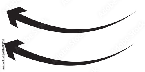 Long arrows icon set. Vector set of trendy long arrows left and right in flat style. Black arrows vector illustration. Icons isolated.Straight long right vector arrow icon.Replaceable vector design