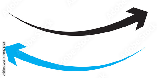 Long arrows icon set. Vector set of trendy long arrows left and right in flat style. Black arrows vector illustration. Icons isolated.Straight long right vector arrow icon.Replaceable vector design