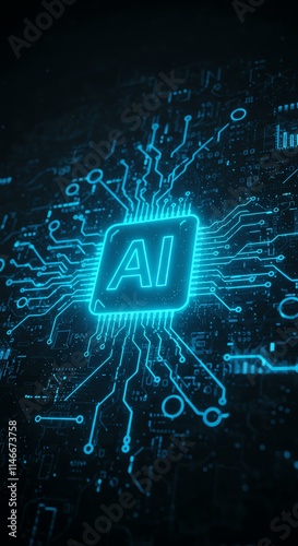 AI Technology Futuristic Circuit Board Digital Innovation Abstract Background