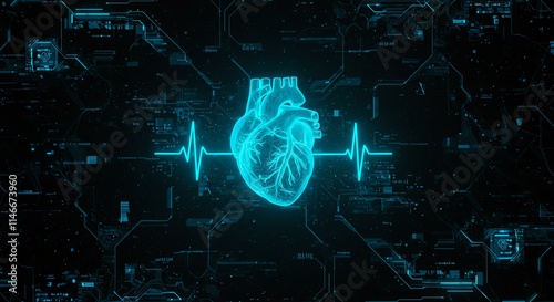 Digital Heartbeat Futuristic Medicine Technology and Healthcare Background