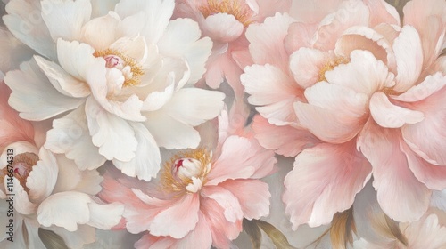 Wallpaper Mural pastel peonies floral painting Torontodigital.ca