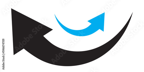 Long arrows icon. Long curved hand drawn arrow isolated.